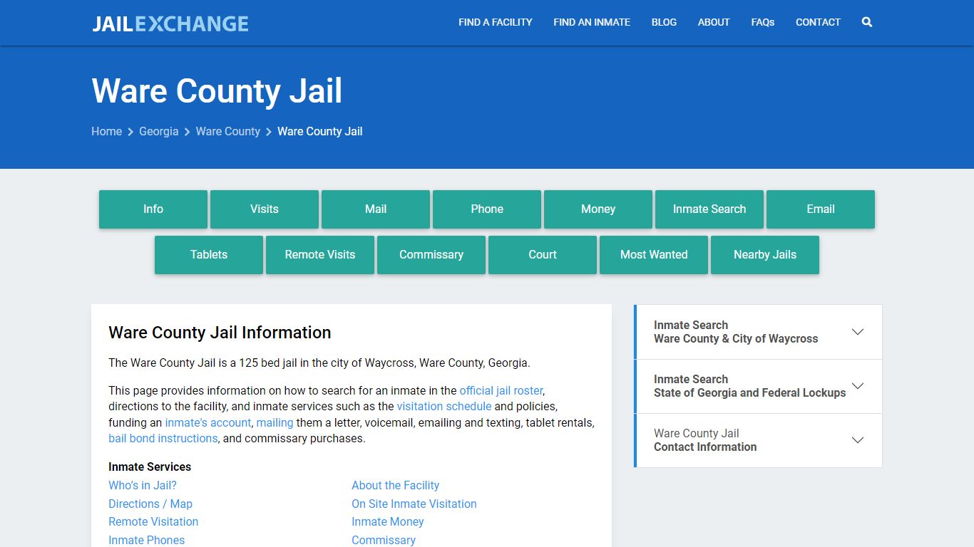 Ware County Jail, GA Inmate Search, Information